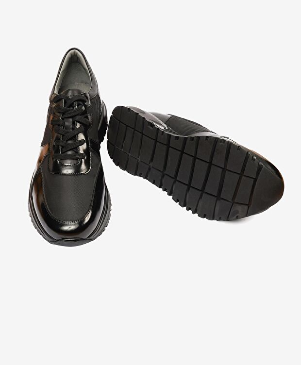 Erkek Siyah Hakiki Deri Spor Ayakkabı - 6