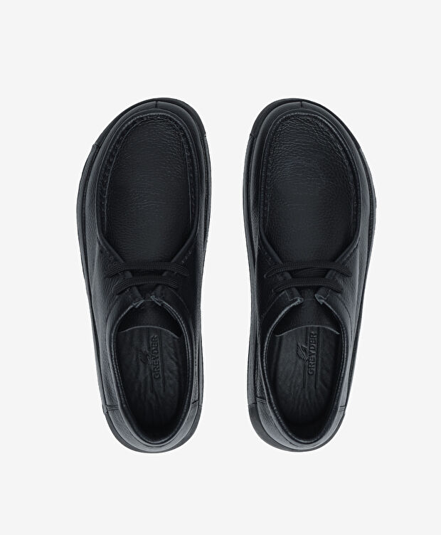 Erkek Siyah Hakiki Deri Casual Ayakkabı - 5