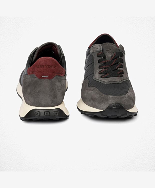 Erkek Koyu Gri Hakiki Deri Sneaker Ayakkabı - 7
