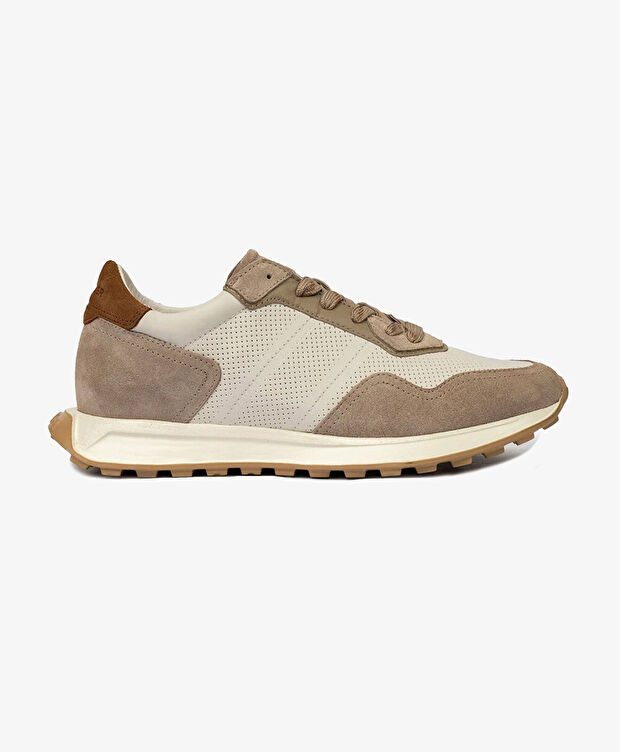 Erkek Koyu Vizon Hakiki Deri Sneaker Ayakkabı - 1