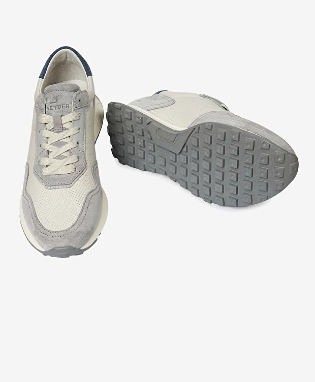Erkek Açık Gri Hakiki Deri Sneaker Ayakkabı - 6