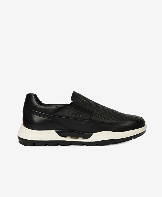Erkek Siyah Hakiki Deri Sneaker Ayakkabı - 1