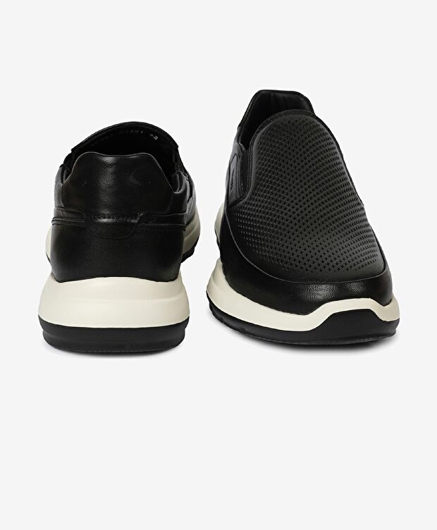 Erkek Siyah Hakiki Deri Sneaker Ayakkabı - 7