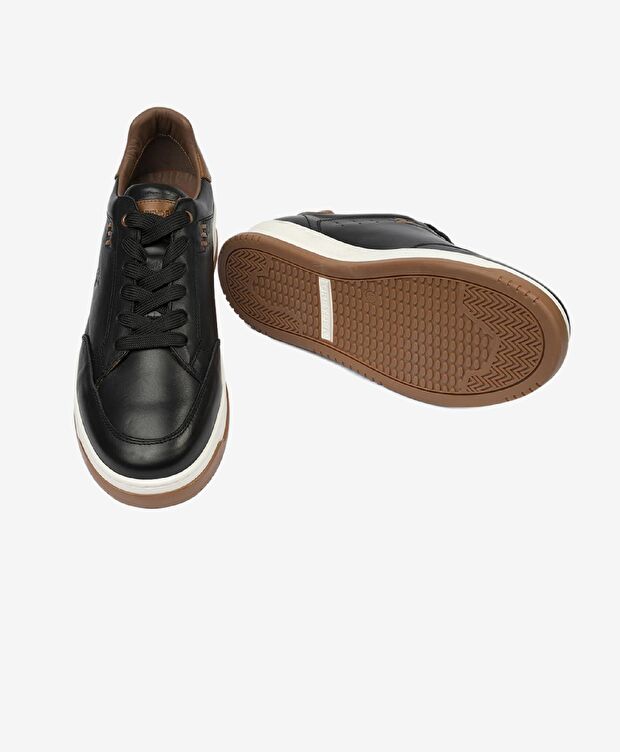 Erkek Siyah Hakiki Deri Sneaker Ayakkabı - 6