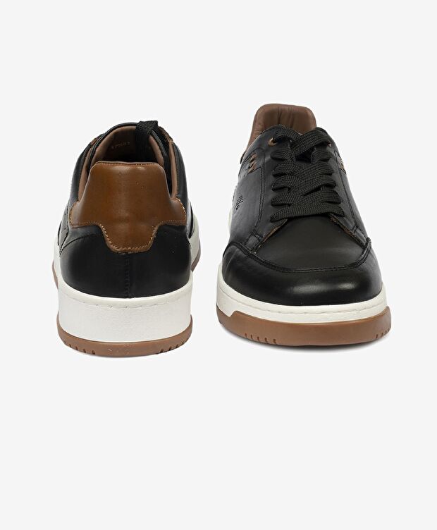 Erkek Siyah Hakiki Deri Sneaker Ayakkabı - 7