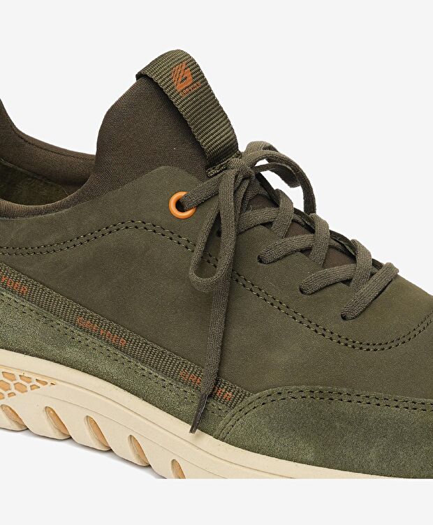 Erkek Haki Hakiki Deri Sneaker Ayakkabı - 5