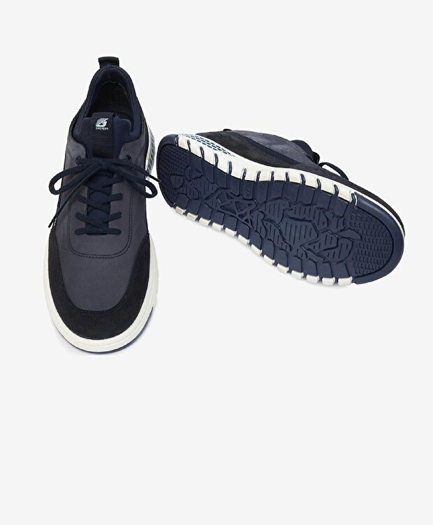 Erkek Açık Lacivert Hakiki Deri Sneaker Ayakkabı - 6