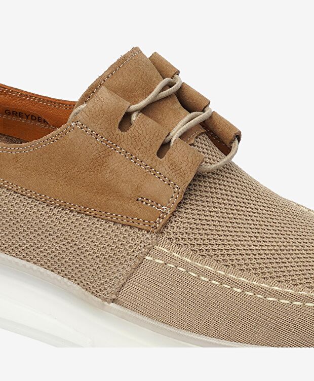 Erkek Bej Beyaz Hakiki Deri Casual Ayakkabı - 5