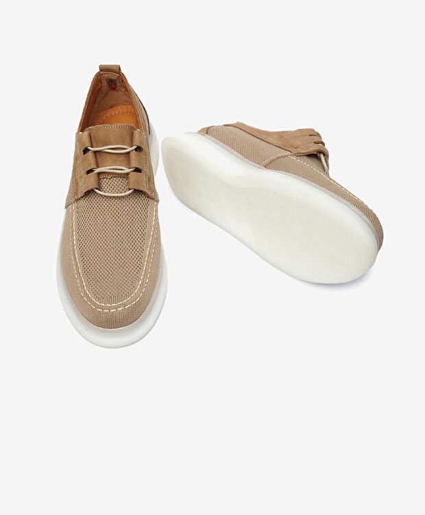 Erkek Bej Beyaz Hakiki Deri Casual Ayakkabı - 6