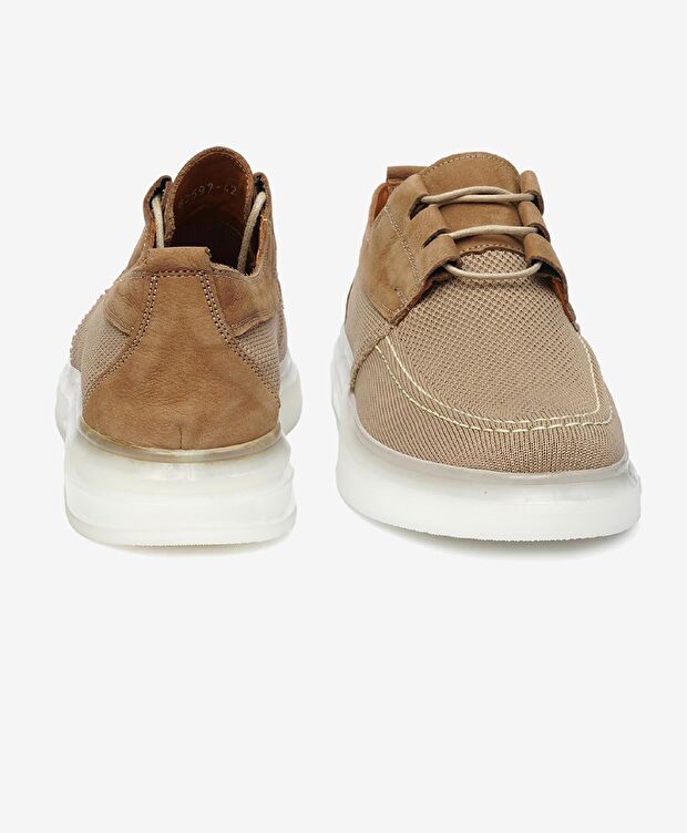 Erkek Bej Beyaz Hakiki Deri Casual Ayakkabı - 7