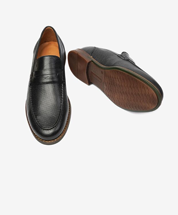 Erkek Siyah Hakiki Deri Casual Ayakkabı - 6