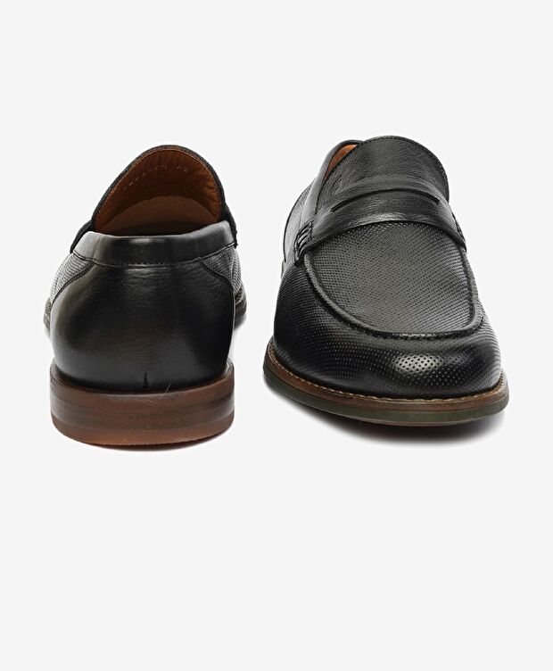 Erkek Siyah Hakiki Deri Casual Ayakkabı - 7