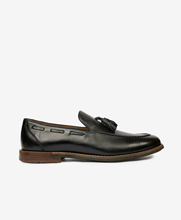 Erkek Siyah Hakiki Deri Loafer Ayakkabı - 1