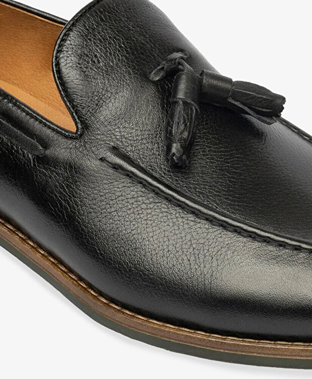 Erkek Siyah Hakiki Deri Loafer Ayakkabı - 5