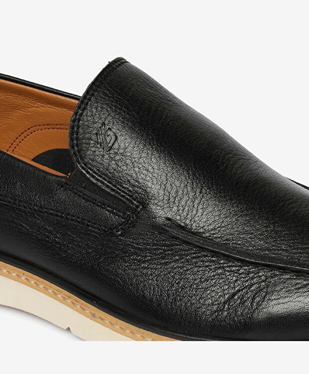 Erkek Siyah Hakiki Deri Casual Ayakkabı - 5