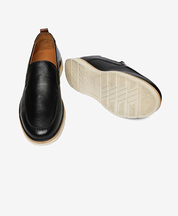 Erkek Siyah Hakiki Deri Casual Ayakkabı - 6