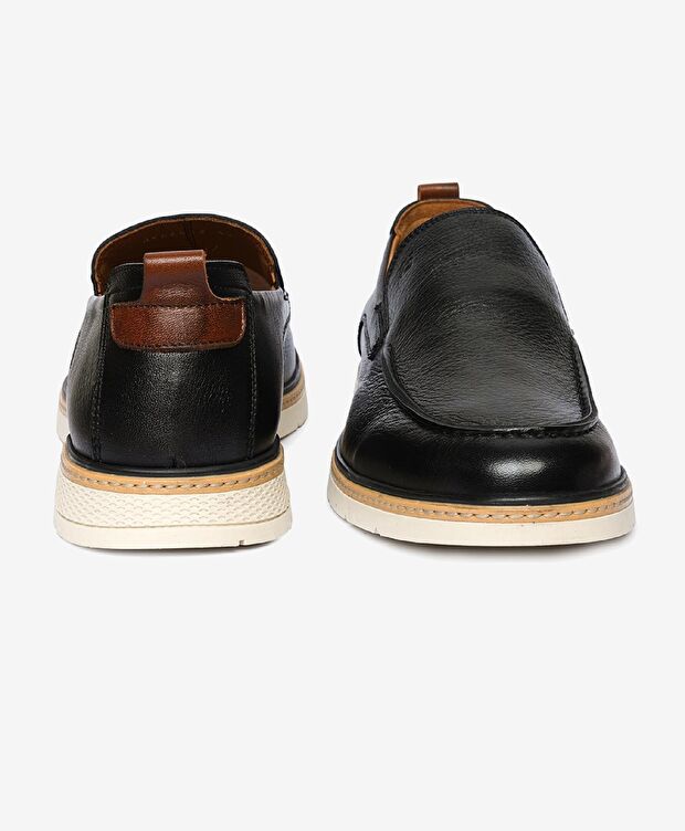 Erkek Siyah Hakiki Deri Casual Ayakkabı - 7