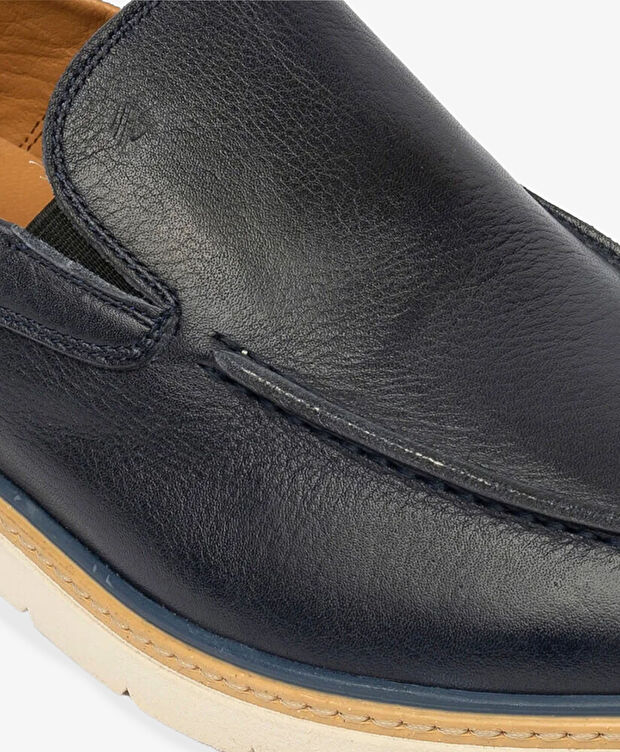 Erkek Lacivert Hakiki Deri Casual Ayakkabı - 5