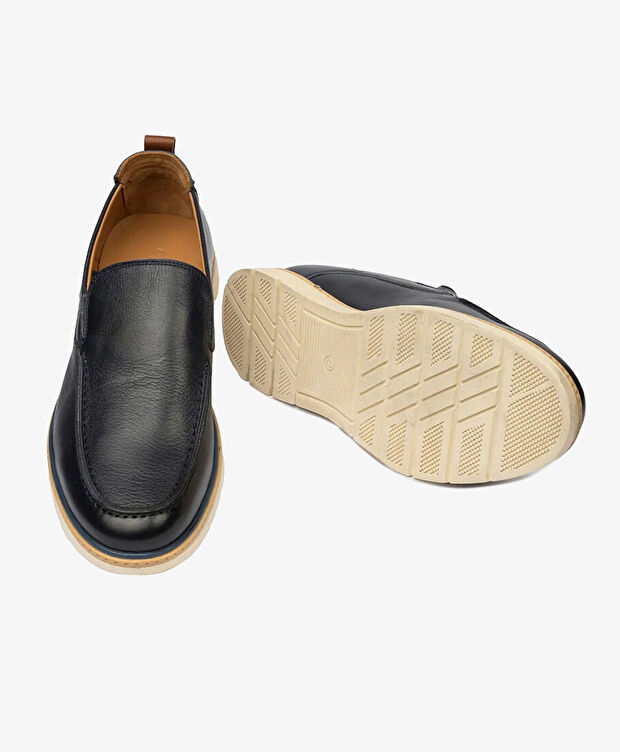 Erkek Lacivert Hakiki Deri Casual Ayakkabı - 6