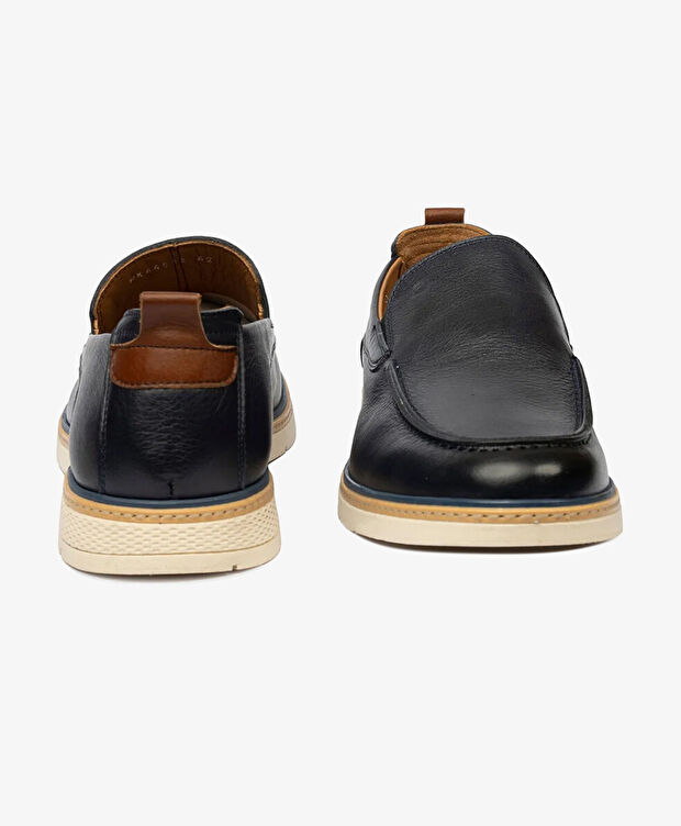 Erkek Lacivert Hakiki Deri Casual Ayakkabı - 7