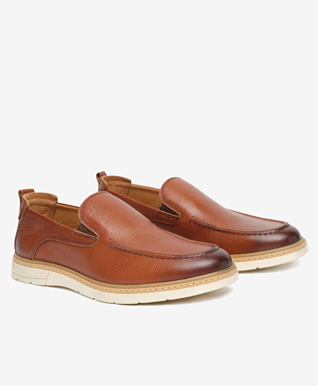 Erkek Taba Hakiki Deri Casual Ayakkabı - 3