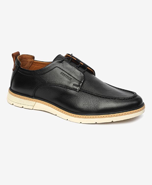 Erkek Siyah Hakiki Deri Casual Ayakkabı - 2