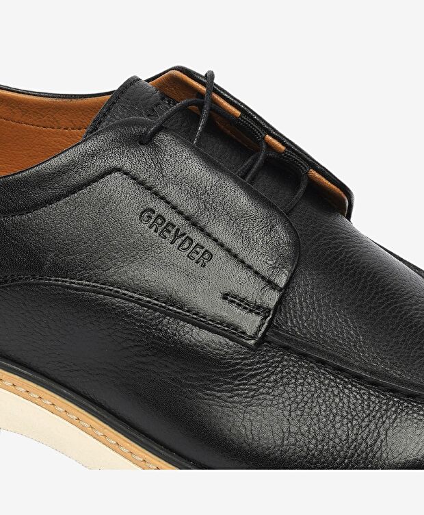 Erkek Siyah Hakiki Deri Casual Ayakkabı - 5