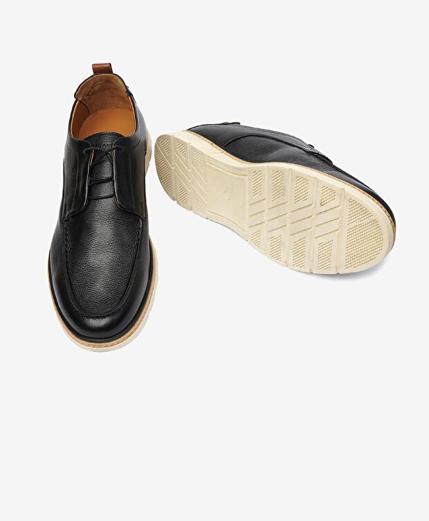 Erkek Siyah Hakiki Deri Casual Ayakkabı - 6