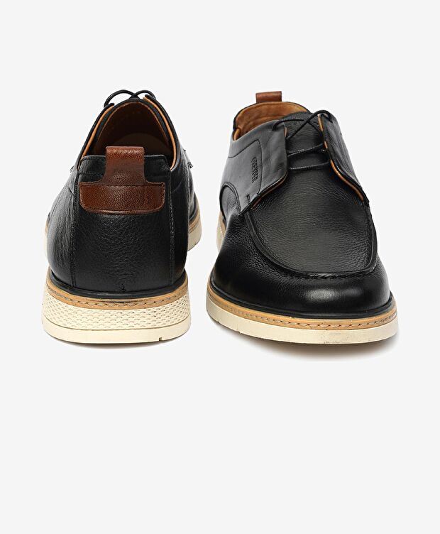 Erkek Siyah Hakiki Deri Casual Ayakkabı - 7