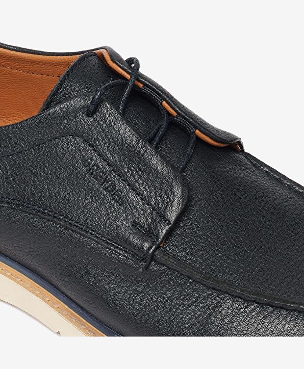 Erkek Lacivert Hakiki Deri Casual Ayakkabı - 5