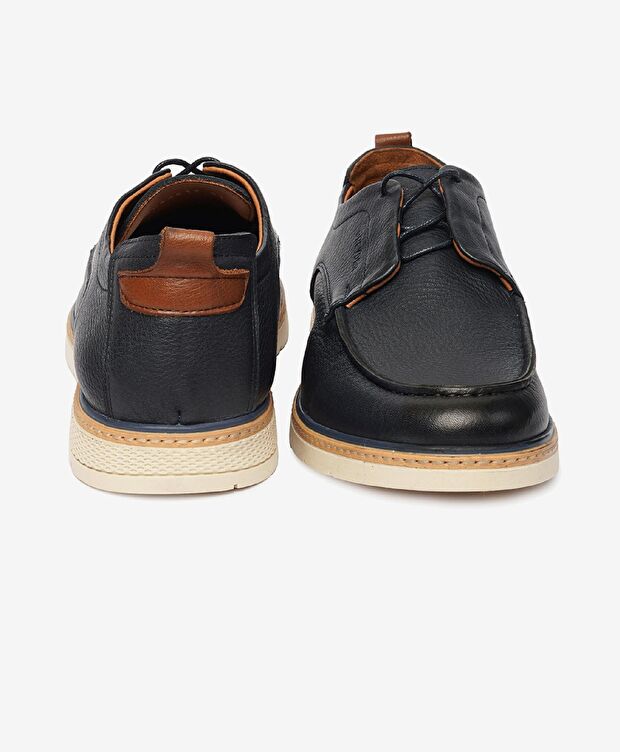 Erkek Lacivert Hakiki Deri Casual Ayakkabı - 7