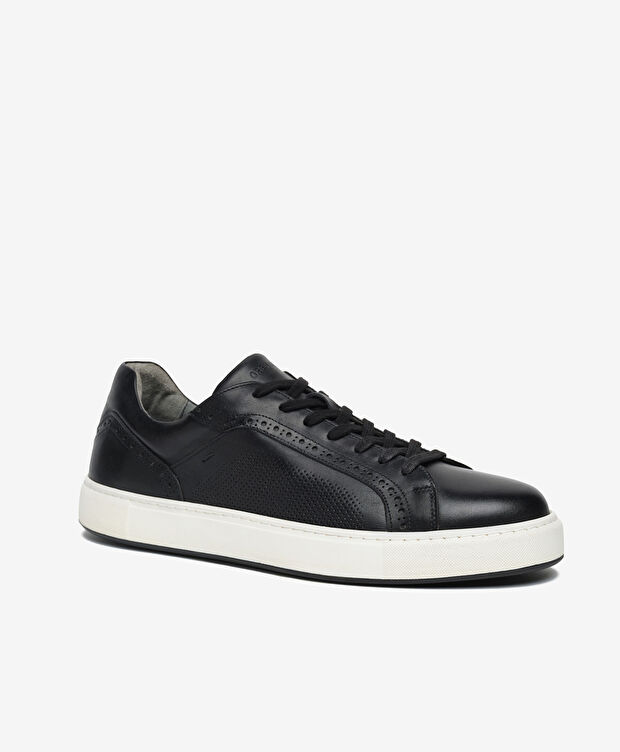 Erkek Siyah Hakiki Deri Sneaker Ayakkabı - 2