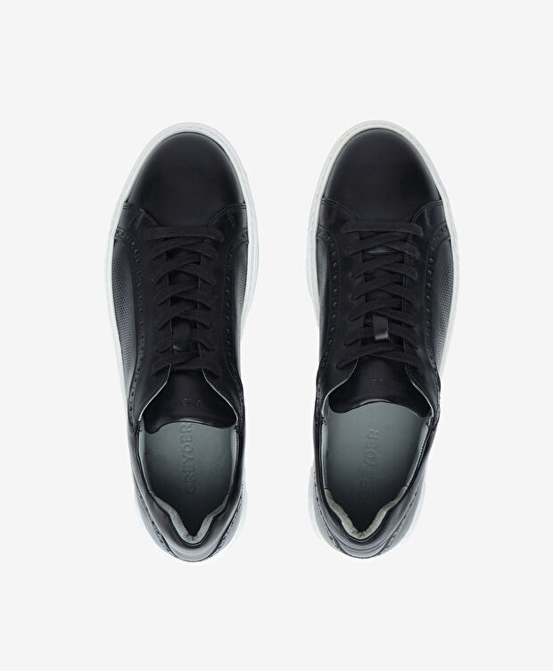 Erkek Siyah Hakiki Deri Sneaker Ayakkabı - 5