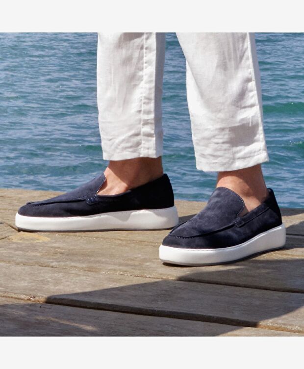 Erkek Lacivert Hakiki Deri Loafer Ayakkabı - 9