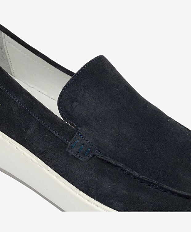 Erkek Lacivert Hakiki Deri Loafer Ayakkabı - 5