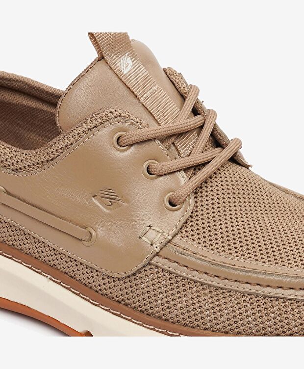 Erkek Bej Hakiki Deri Casual Ayakkabı - 5