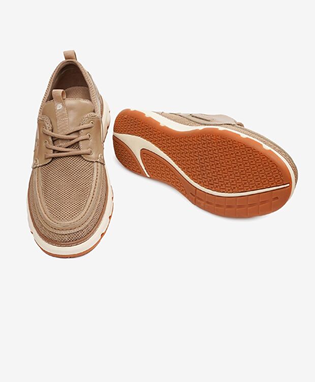 Erkek Bej Hakiki Deri Casual Ayakkabı - 6