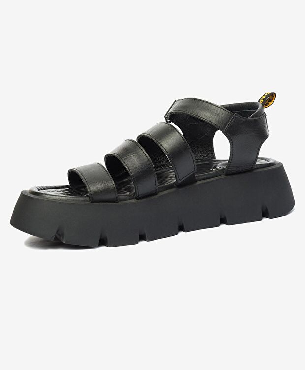 Kadın Siyah Hakiki Deri Sandalet - 3