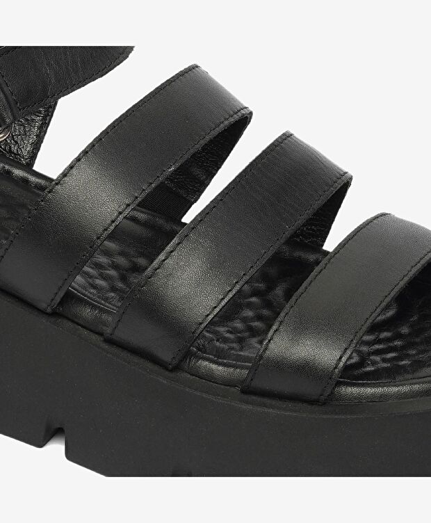 Kadın Siyah Hakiki Deri Sandalet - 5