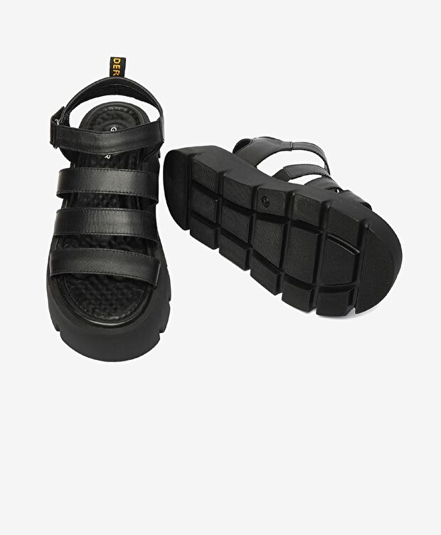 Kadın Siyah Hakiki Deri Sandalet - 6