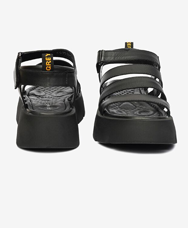 Kadın Siyah Hakiki Deri Sandalet - 7