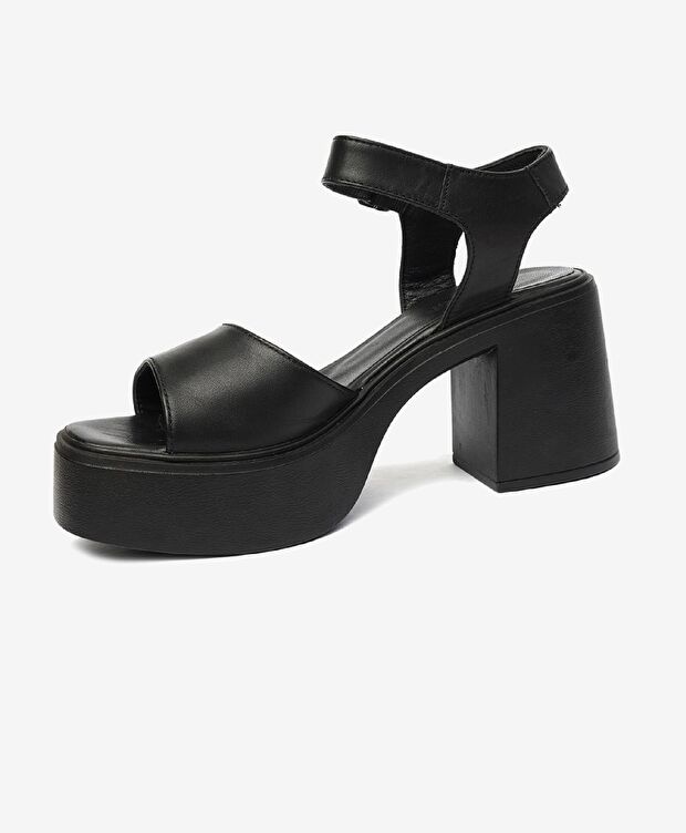 Kadın Siyah Hakiki Deri Sandalet - 3