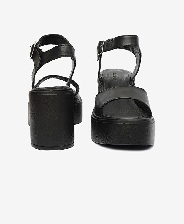 Kadın Siyah Hakiki Deri Sandalet - 7