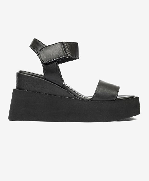 Kadın Siyah Hakiki Deri Sandalet - 1