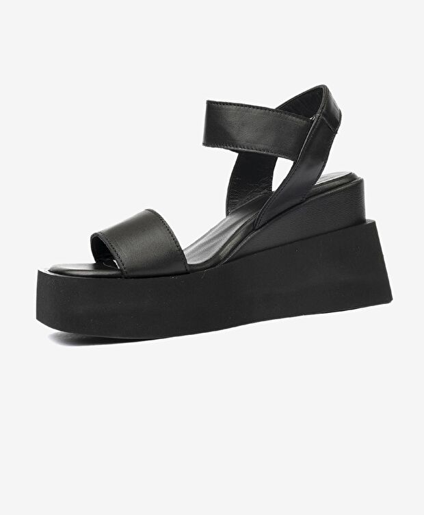 Kadın Siyah Hakiki Deri Sandalet - 3