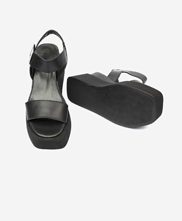 Kadın Siyah Hakiki Deri Sandalet - 6