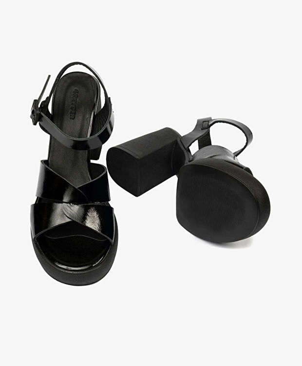 Kadın Siyah Hakiki Deri Sandalet - 6