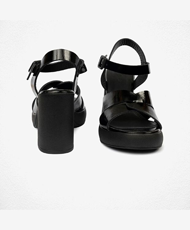 Kadın Siyah Hakiki Deri Sandalet - 8