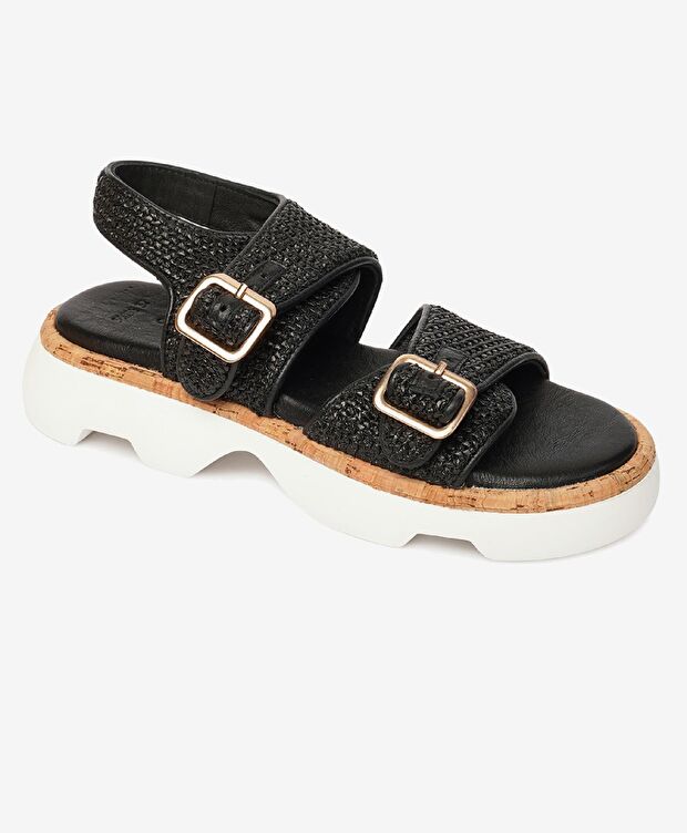 Kadın Siyah Hakiki Deri Sandalet - 2