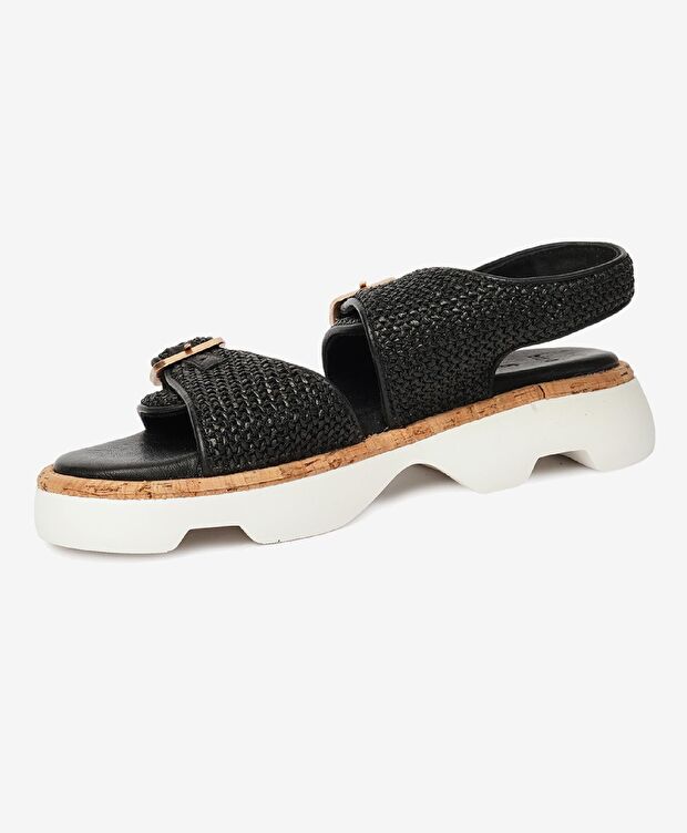 Kadın Siyah Hakiki Deri Sandalet - 3